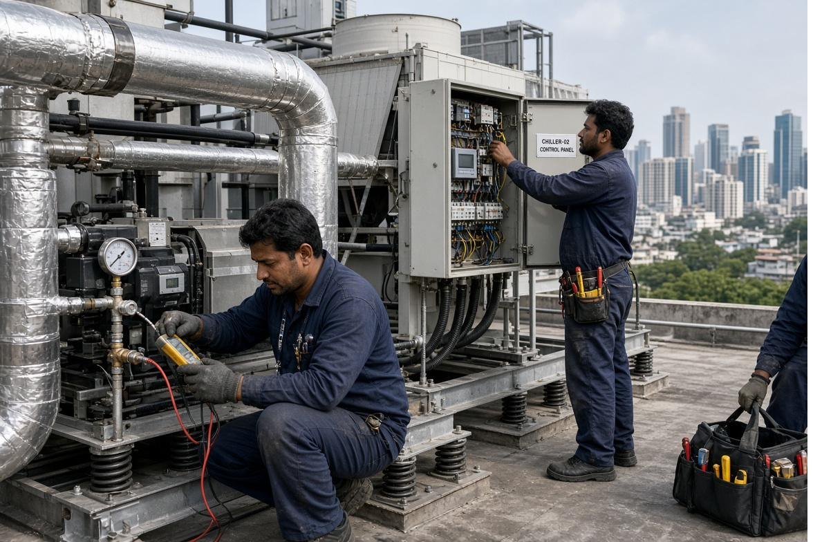 Rooftop chiller commissioning